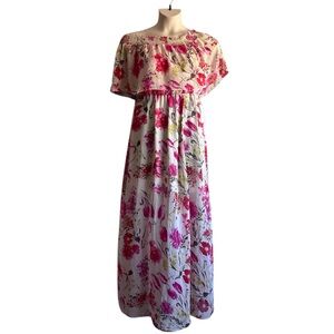 Premier Amour Women's Off Shoulder Spring Floral Print Sheer Maxi Dress Size 8